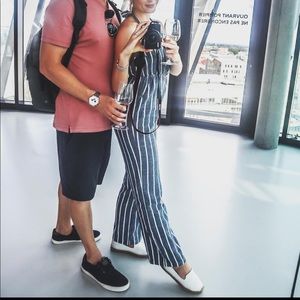 Striped planet blue jumpsuit